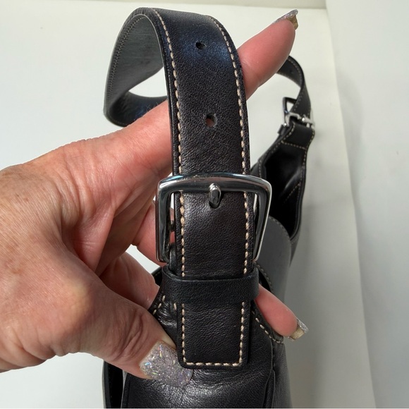 Coach Vintage Hamptons Hobo Shoulder Bag No C1S-7783 Black Leather Nickle Buckle - Picture 12 of 15